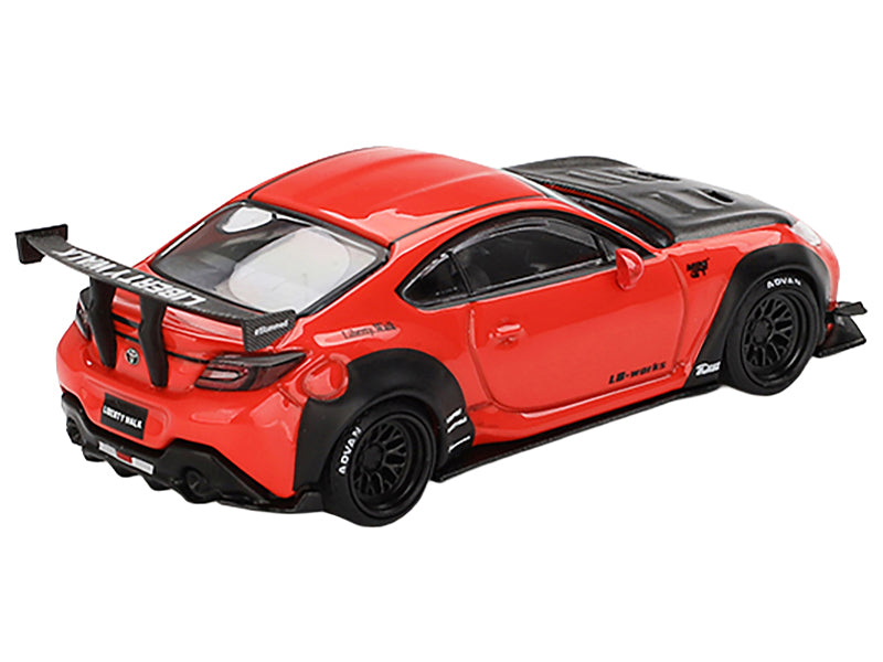 Toyota GR86 'LB-Nation - Liberty Walk' Red with Carbon Hood Limited Edition 1/64 Diecast Model Car by Mini GT