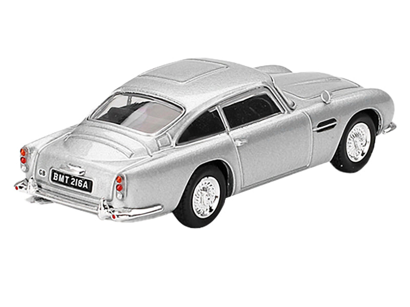 Aston Martin DB5 RHD (Right Hand Drive) Birch Silver Metallic 007 James Bond 'Thunderball' (1965) Movie Limited Edition 1/64 Diecast Model Car by Mini GT