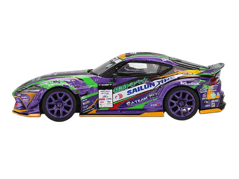 Toyota GR Supra KUHL RHD (Right Hand Drive) #91 Shingo Hatanaka 'Evangelion Racing' 'D1 Grand Prix' (2021) Limited Edition 1/64 Diecast Model Car by Mini GT