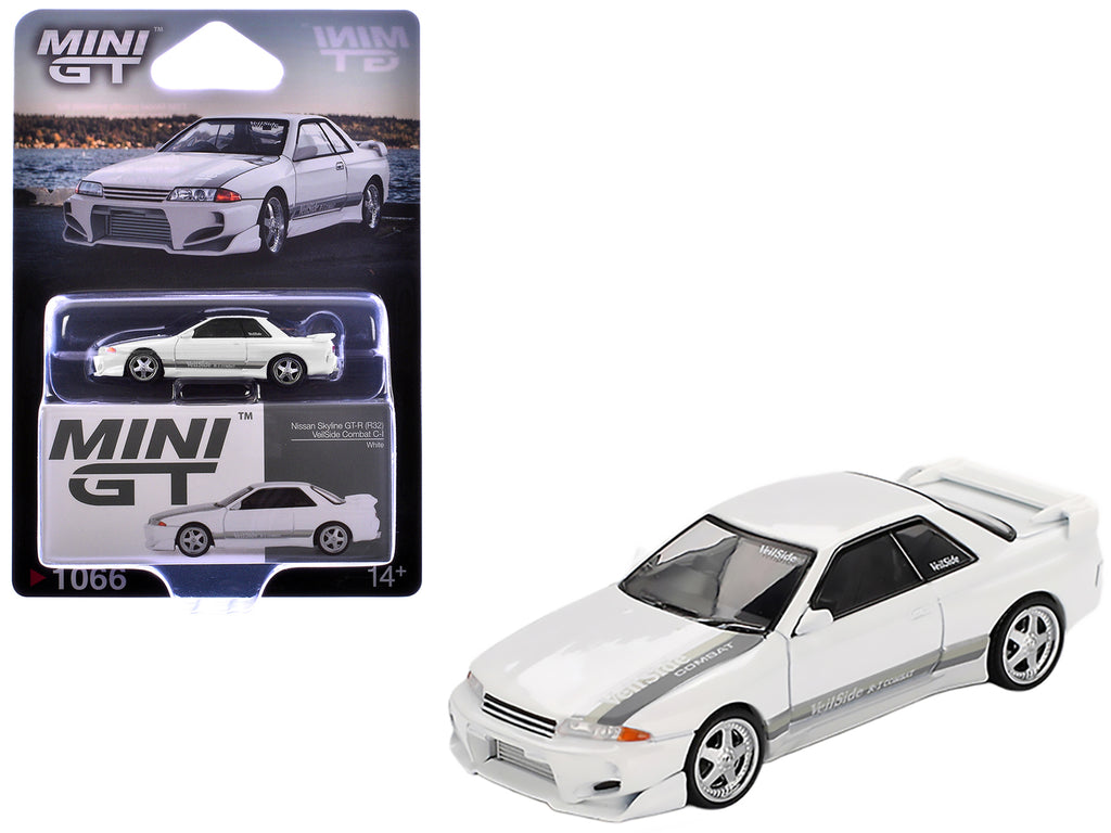 Nissan Skyline GT-R (R32) RHD (Right Hand Drive) 'Veilside Combat C-I' White with Gray Stripes Limited Edition 1/64 Diecast Model Car by Mini GT