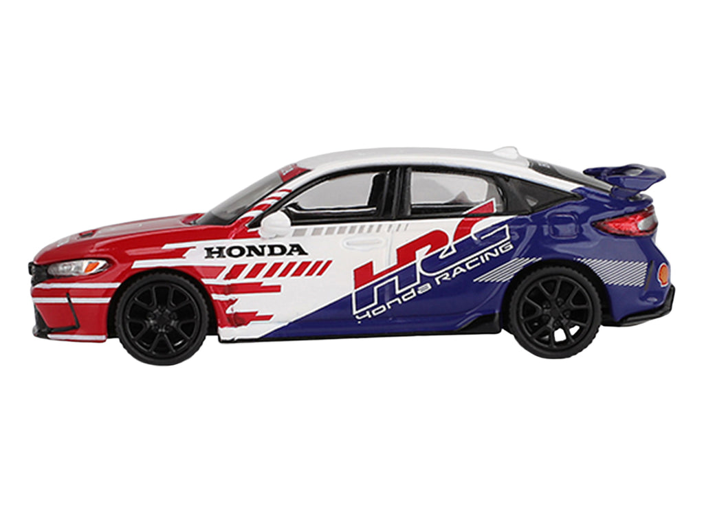 Honda Civic TYPE R '2024 Pace Car HRC' White with Red and Blue Graphics Limited Edition 1/64 Diecast Model Car by Mini GT