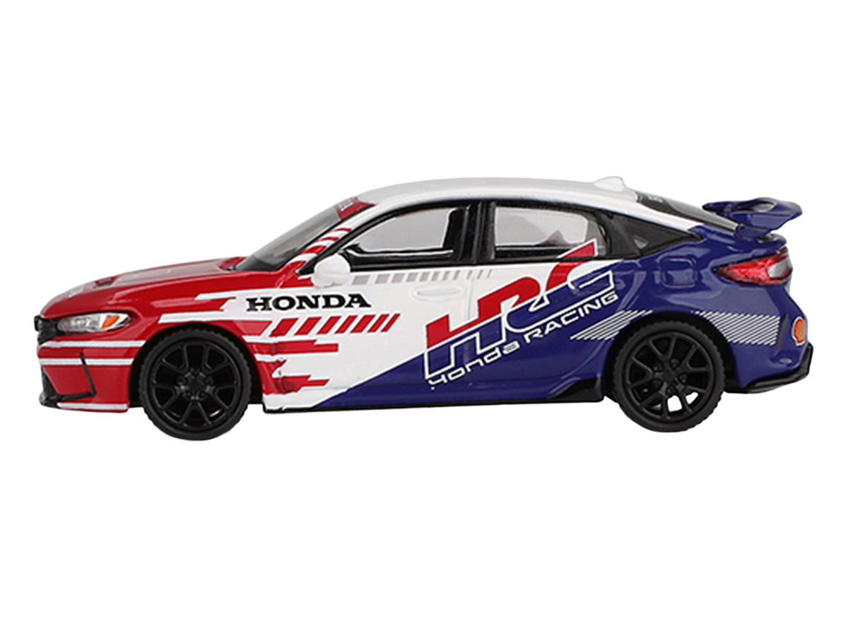 Honda Civic TYPE R '2024 Pace Car HRC' White with Red and Blue Graphics Limited Edition 1/64 Diecast Model Car by Mini GT