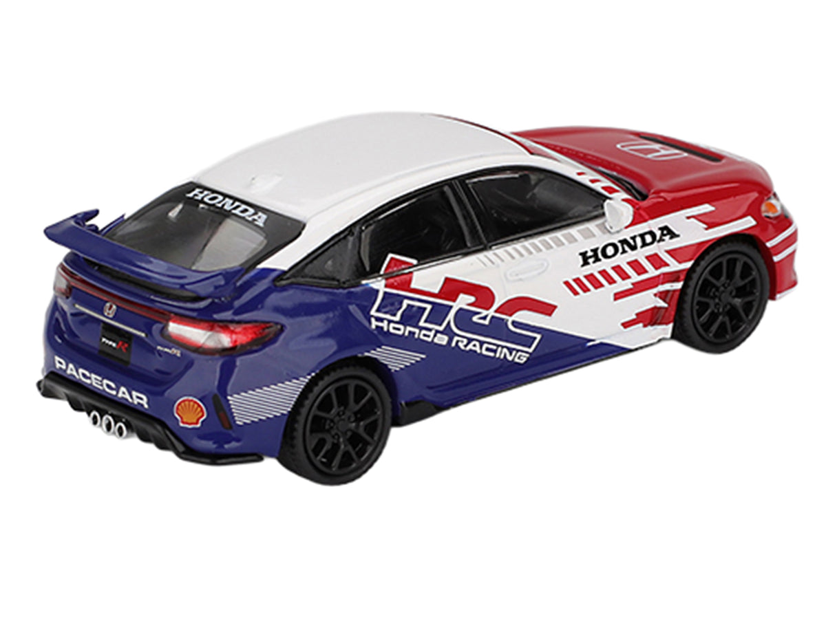 Honda Civic TYPE R '2024 Pace Car HRC' White with Red and Blue Graphics Limited Edition 1/64 Diecast Model Car by Mini GT