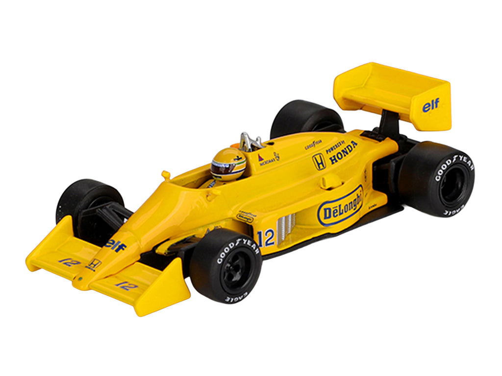 Lotus 99T #12 Ayrton Senna Winner Formula One F1 'Monaco GP' (1987) with Driver Figure Limited Edition 1/64 Die Cast Model Car by Mini GT
