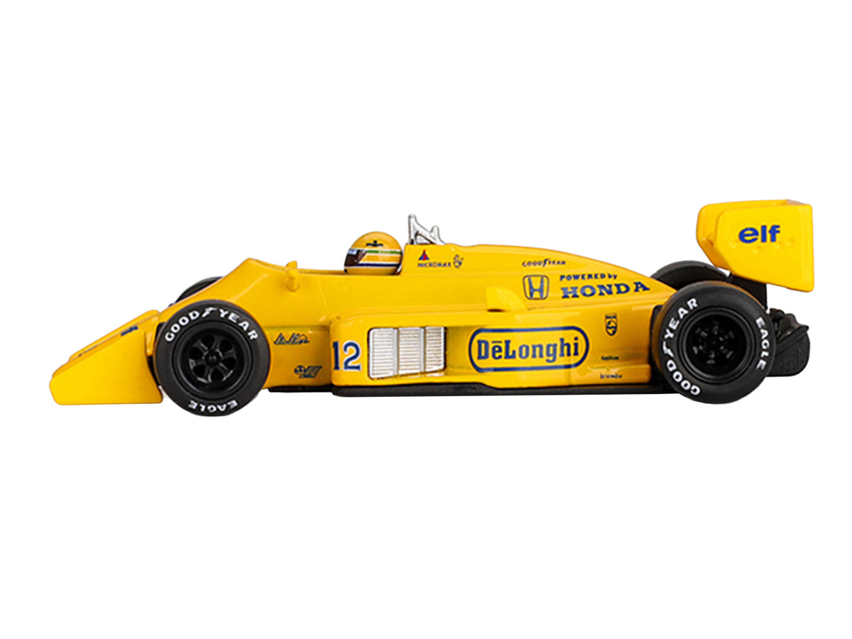 Lotus 99T #12 Ayrton Senna Winner Formula One F1 'Monaco GP' (1987) with Driver Figure Limited Edition 1/64 Die Cast Model Car by Mini GT