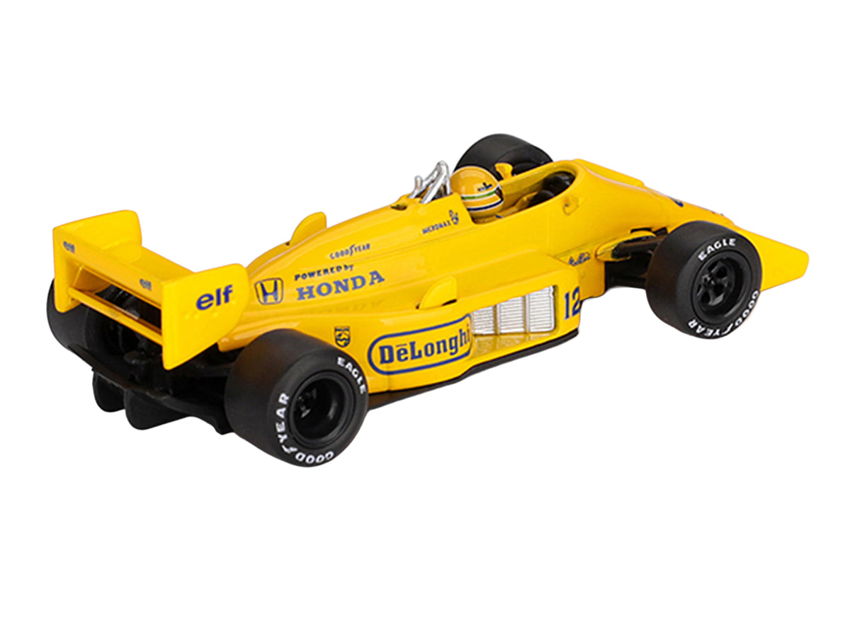 Lotus 99T #12 Ayrton Senna Winner Formula One F1 'Monaco GP' (1987) with Driver Figure Limited Edition 1/64 Die Cast Model Car by Mini GT