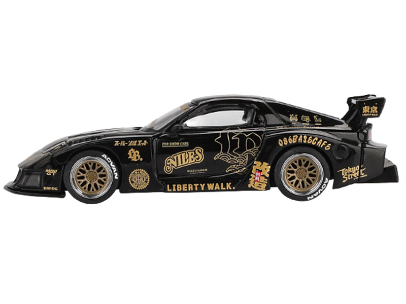 Mazda RX-7 LB-Super Silhouette 'FD-NILES' Black with Gold Graphics Limited Edition 1/64 Diecast Model Car by Mini GT