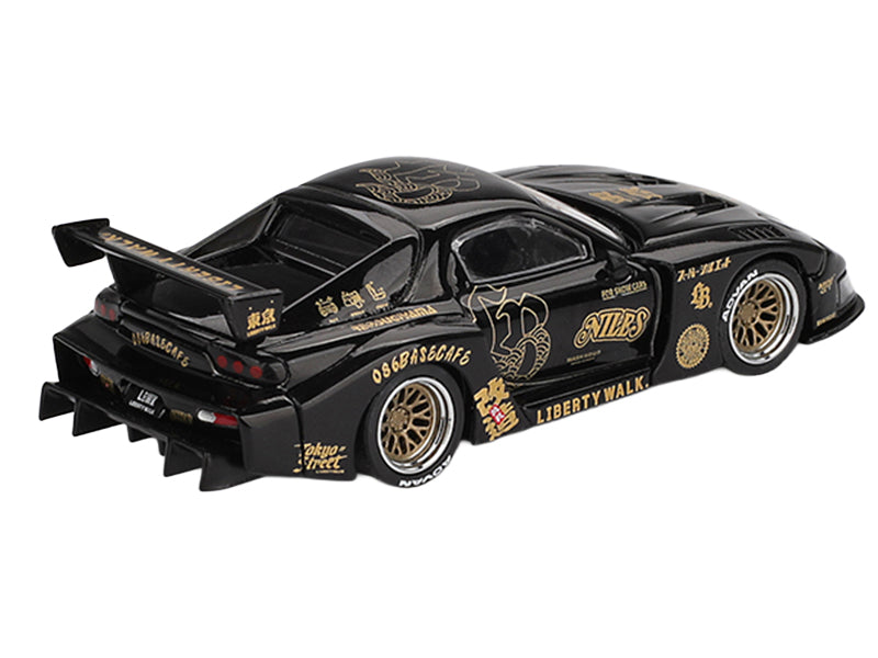 Mazda RX-7 LB-Super Silhouette 'FD-NILES' Black with Gold Graphics Limited Edition 1/64 Diecast Model Car by Mini GT