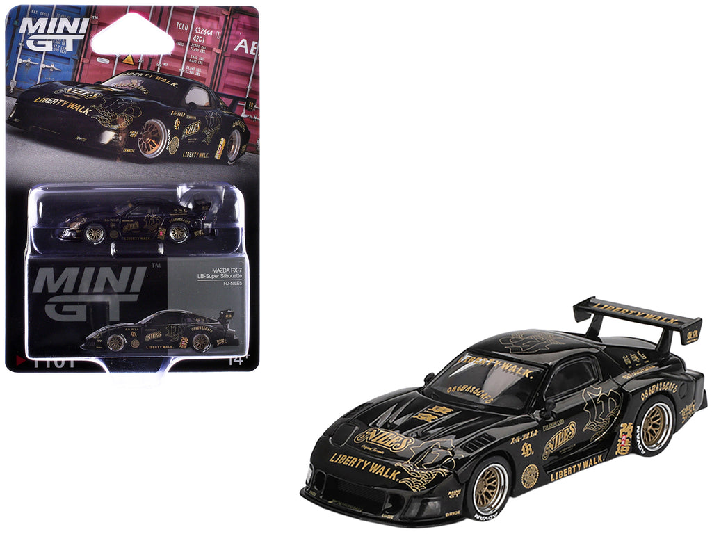 Mazda RX-7 LB-Super Silhouette 'FD-NILES' Black with Gold Graphics Limited Edition 1/64 Diecast Model Car by Mini GT