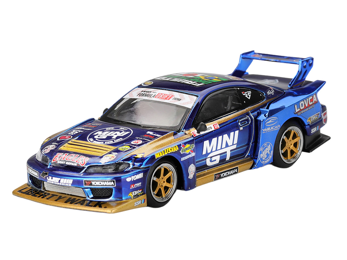 Nissan Silvia (S15) LB-Super Silhouette RHD (Right Hand Drive) #555 Yukio Fausto 'Team MINI GT Liberty Walk' 'Formula Drift Japan' (2025) Limited Edition 1/64 Diecast Model Car by Mini GT