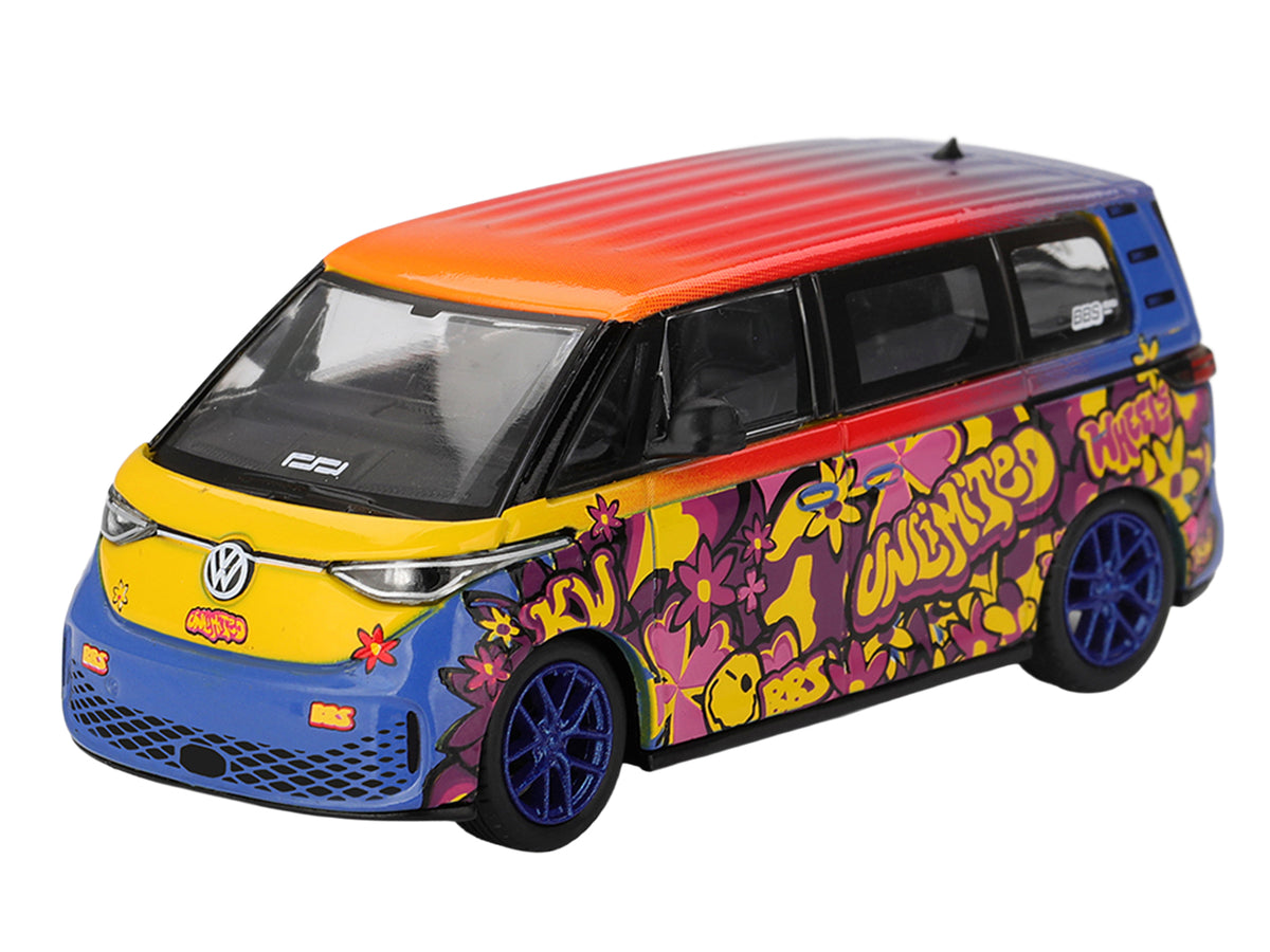 Volkswagen ID.Buzz Van 'KW/BBS' Floral Graffiti Livery Limited Edition 1/64 Diecast Model Car by Mini GT