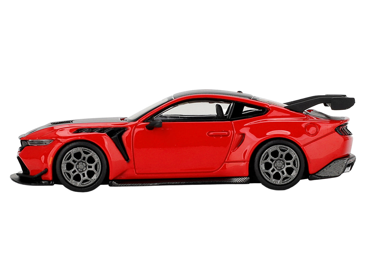 Ford Mustang GTD Race Red with Carbon Hood and Top Limited Edition 1/64 Die Cast Model Car by Mini GT