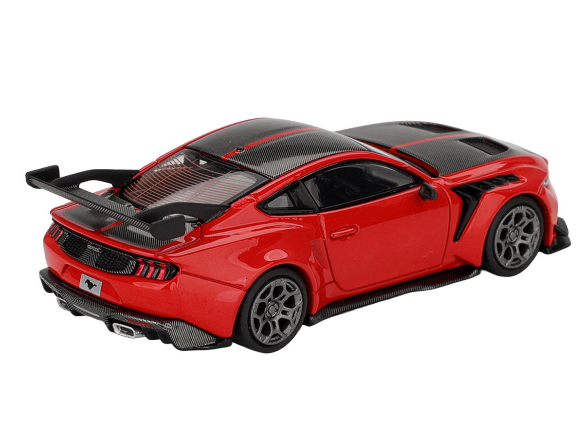 Ford Mustang GTD Race Red with Carbon Hood and Top Limited Edition 1/64 Die Cast Model Car by Mini GT