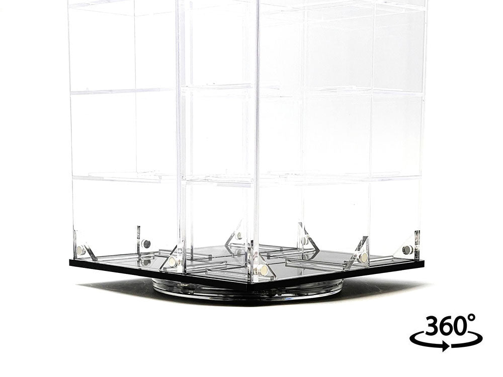 Acrylitower Showcase 24 Car Display Desktop Spinner with Cover Clear 'Mijo Exclusives' for 1/64 Scale Models