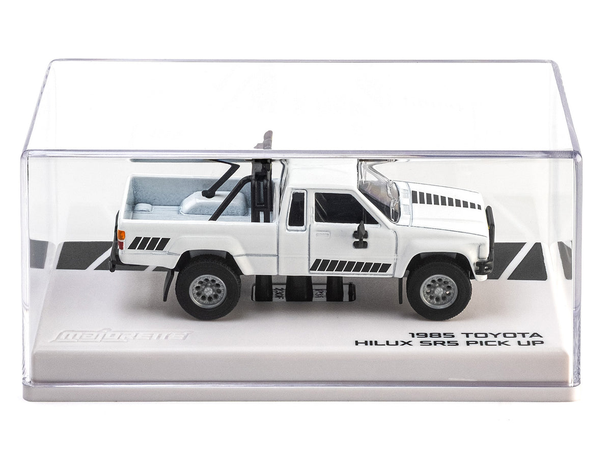 1985 Toyota Hilux SR5 Pickup Truck White with Black Graphics 'Collection' Series 1/64 Diecast Model Car by Majorette