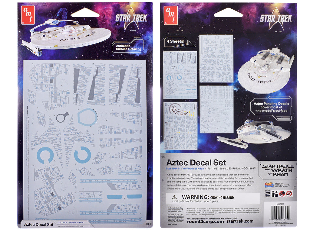 U.S.S. Reliant NCC-1864 Aztec Decal Set 'Star Trek II: The Wrath of Khan' (1982) Movie 1/537 Scale Model by AMT