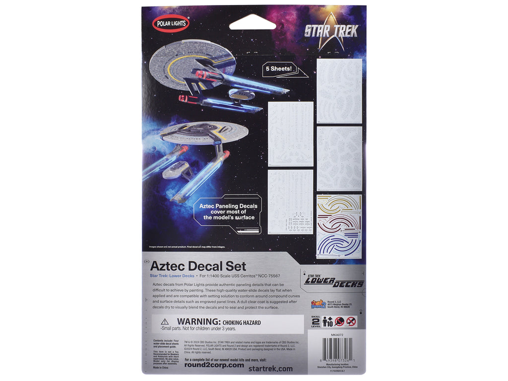 USS Cerritos NCC-75567 Aztec Decal Set 'Star Trek: Lower Decks' (2020-2024) TV Series 1/1400 Scale by Polar Lights