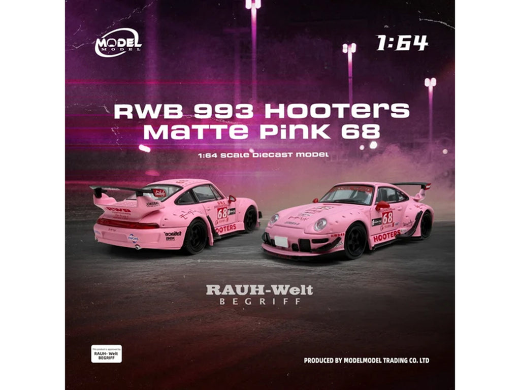 RWB 993 #68 'Hooters' Matt Pink 1/64 Diecast Model Car by Model Model