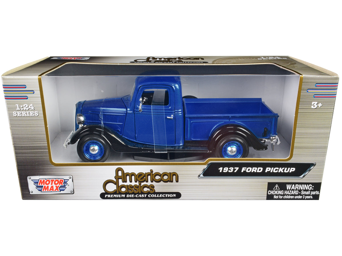 1937 Ford Pickup Truck Blue Metallic and Black 'American Classics' 1/24 Diecast Model Car by Motormax