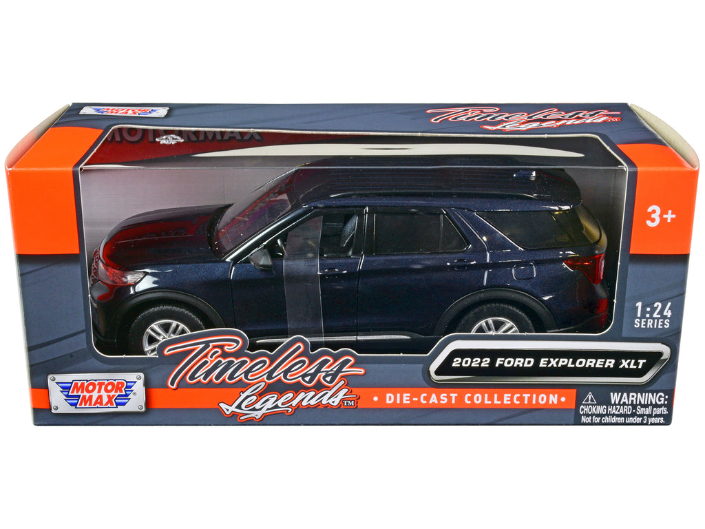 2022 Ford Explorer XLT Dark Blue Metallic 'Timeless Legends' Series 1/24 Diecast Model Car by Motormax