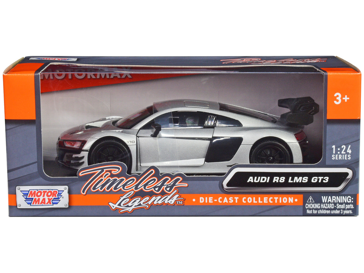 Audi R8 LMS GT3 Silver Metallic 'Timeless Legends' Series 1/24 Diecast Model Car by Motormax
