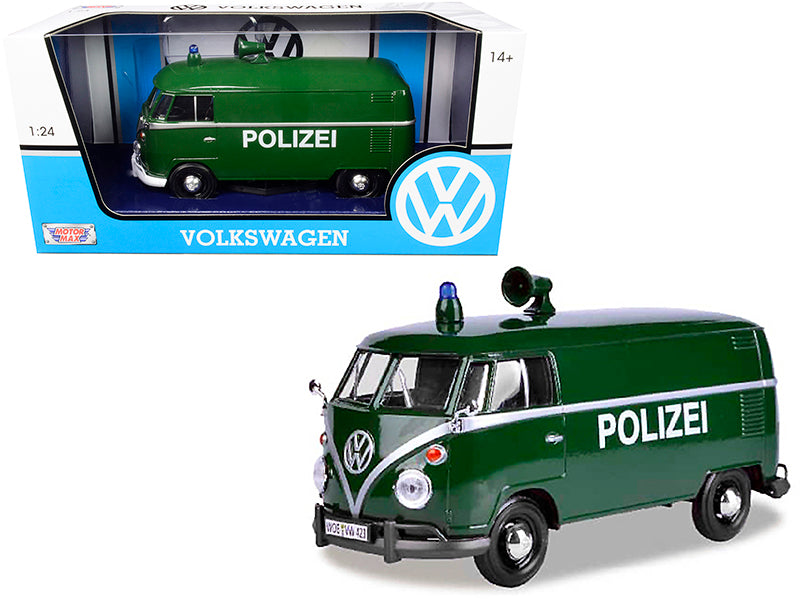 Volkswagen Type 2 (T1) Police Van 'Polizei' Dark Green 1/24 Diecast Model Car by Motormax