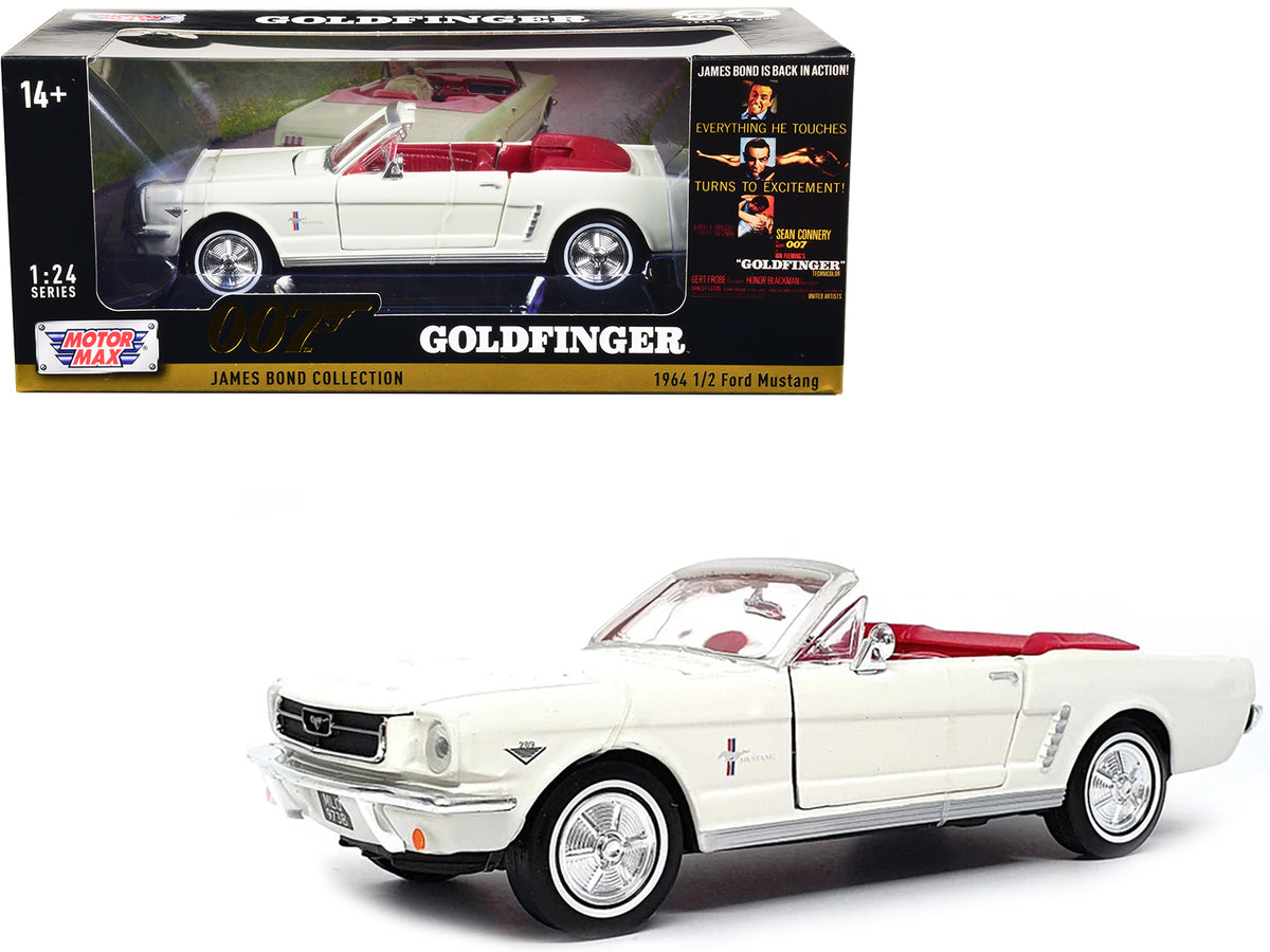 1964 1/2 Ford Mustang Convertible White with Red Interior James Bond 007 'Goldfinger' (1964) Movie 'James Bond Collection' Series 1/24 Diecast Model Car by Motormax