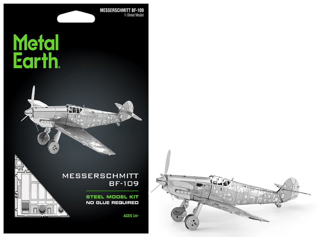 Model Kit Messerschmitt BF-109 Fighter Aircraft 'German Luftwaffe' (Moderate Difficulty) Steel Model by Metal Earth