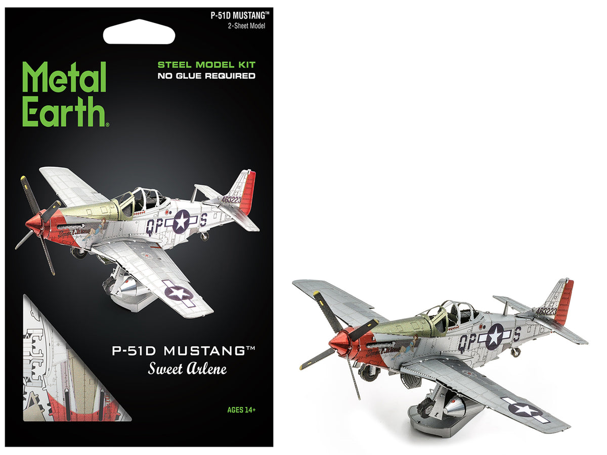 Model Kit North American P-51D Mustang Fighter Aircraft 'Sweet Arlene' United States Army Air Forces (Challenging Difficulty) Steel Model by Metal Earth