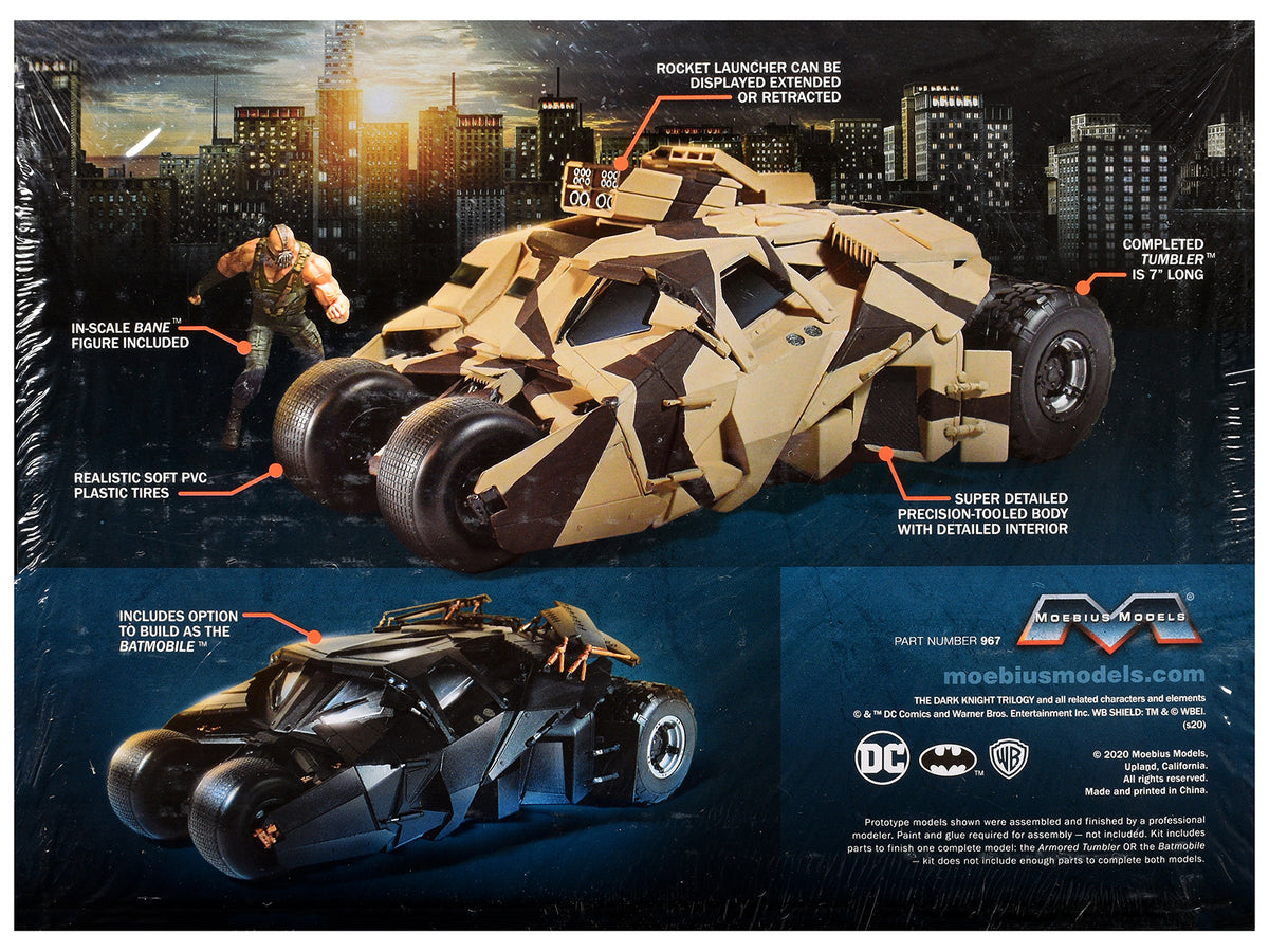 Skill 3 Model Kit Batmobile Tumbler with Bane Figure 'Batman Dark Knight Trilogy' Movie Franchise 1/25 Scale Model by Moebius