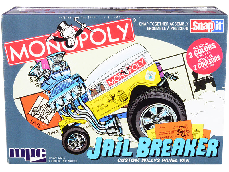 Skill 1 Snap Model Kit Custom Willys Panel Van Jail Breaker 'Monopoly' 1/25 Scale Model by MPC