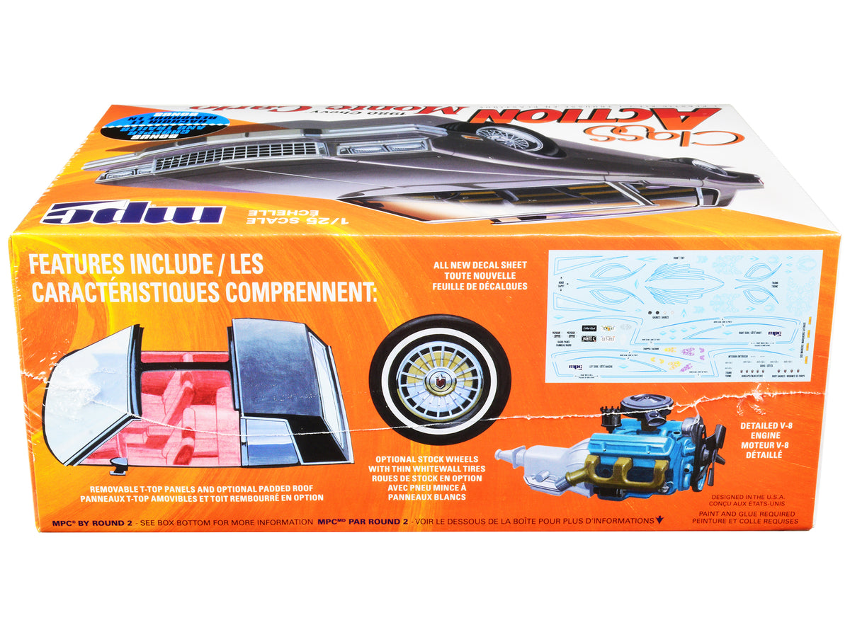 Skill 2 Model Kit 1980 Chevrolet Monte Carlo 'Class Action' with Motorcycle and Trailer (Skill 2) 1/25 Scale Model Car by MPC