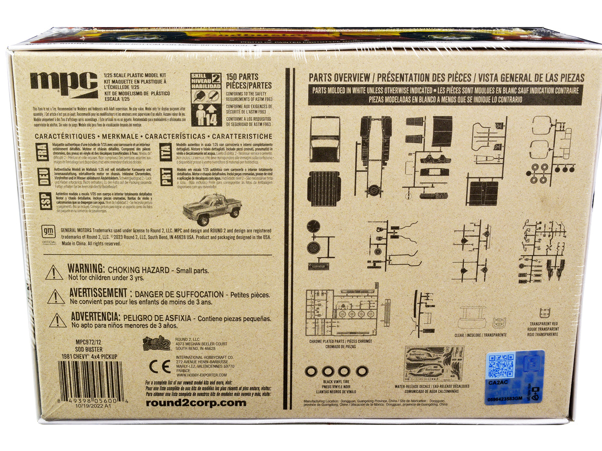 Skill 2 Model Kit 1981 Chevrolet 4x4 Stepside Pickup Truck 'Sod Buster' 1/25 Scale Model by MPC