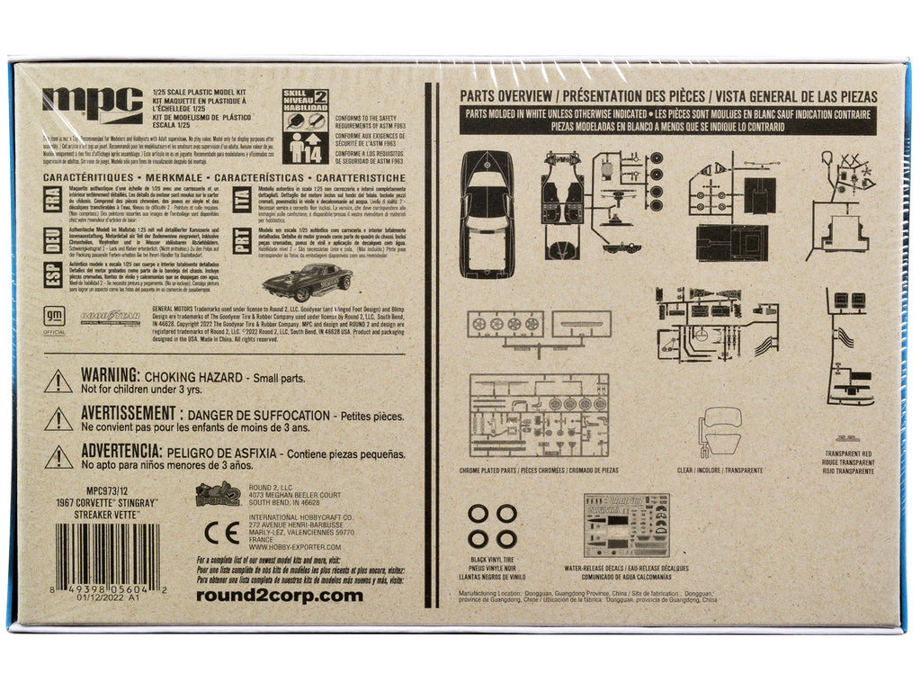 Skill 2 Model Kit 1967 Chevrolet Corvette Stingray 'Streaker Vette' 'The Great Street Machines' Series 1/25 Scale Model Car by MPC