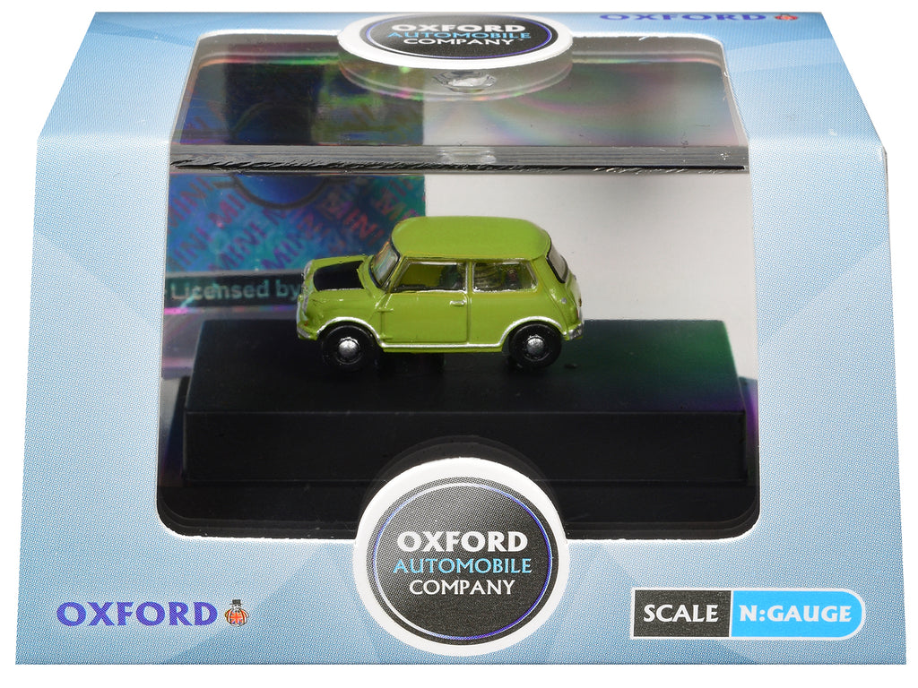 Mini Cooper Lime Green with Matt Black Hood 1/148 (N) Scale Diecast Model Car by Oxford Diecast