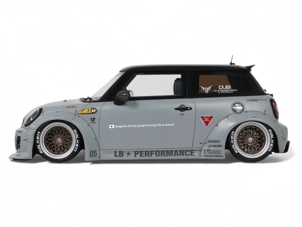 2015 Mini Cooper R56 LB-Works 'LB Nation' Gray with Black Top Limited Edition to 999 pieces Worldwide 1/18 Model Car by Otto Mobile