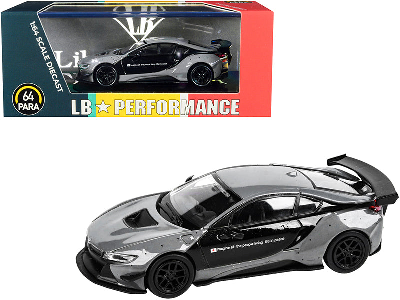 BMW i8 Liberty Walk Gray and Black 'LB Performance' Series 1/64 Diecast Model Car by Paragon