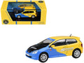 2001 Honda Civic Type R EP3 Blue and Yellow with Black Hood 'Spoon Sports' 1/64 Diecast Model Car by Paragon Models
