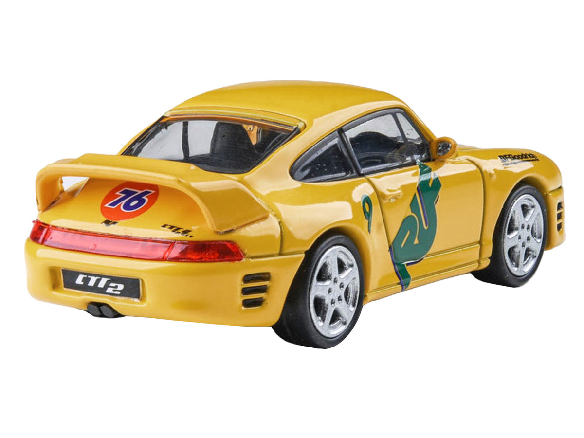RUF CTR2 #9 'Pikes Peak' Yellow with Graphics 1/64 Diecast Model Car by Paragon Models