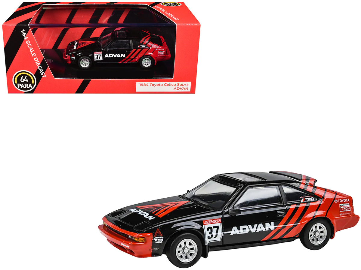 1984 Toyota Celica Supra #37 'ADVAN' Black and Red 1/64 Diecast Model Car by Paragon Models