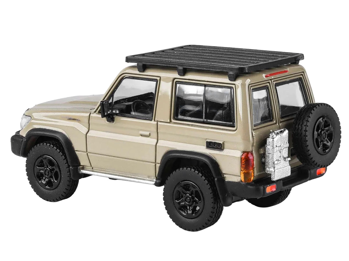 2023 Toyota Land Cruiser 71 Sandy Taupe '70th Anniversary' with Roofrack 1/64 Diecast Model Car by Paragon