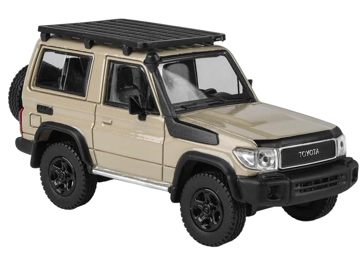2023 Toyota Land Cruiser 71 Sandy Taupe '70th Anniversary' with Roofrack 1/64 Diecast Model Car by Paragon