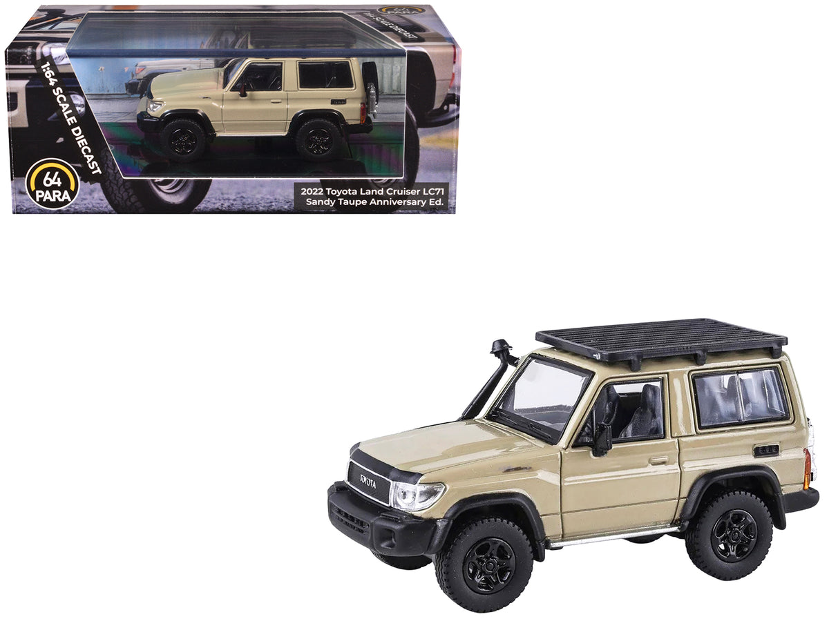 2023 Toyota Land Cruiser 71 Sandy Taupe '70th Anniversary' with Roofrack 1/64 Diecast Model Car by Paragon