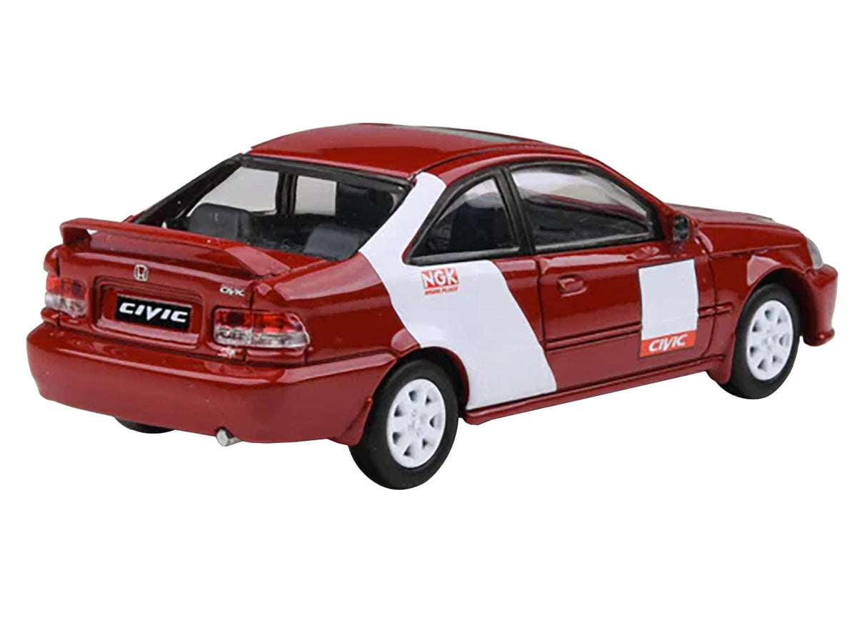 1999 Honda Civic Si EM1 'Kanjo Livery' Red with White Stripes 1/64 Diecast Model Car by Paragon Models