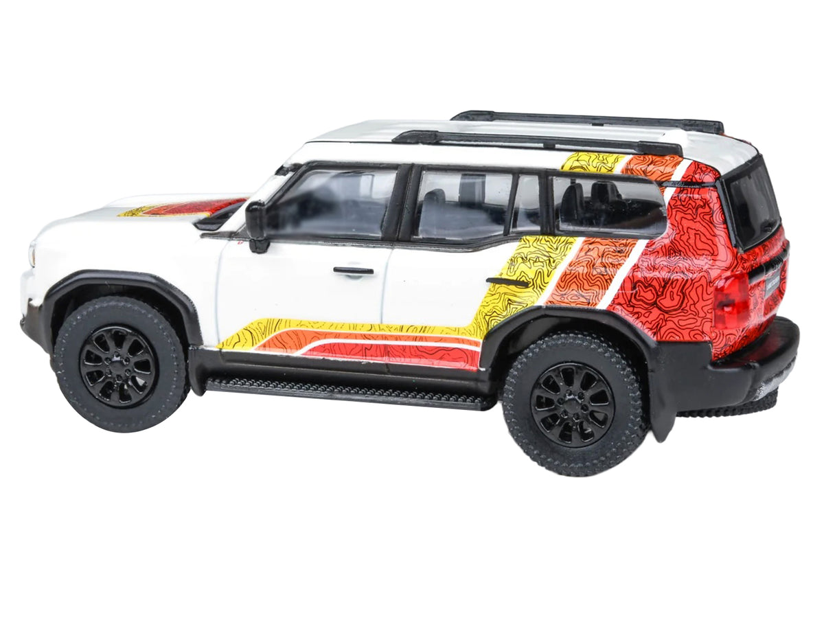 2024 Toyota Land Cruiser 250 Prado White with 'TRD' Stripes 1/64 Diecast Model Car by Paragon Models