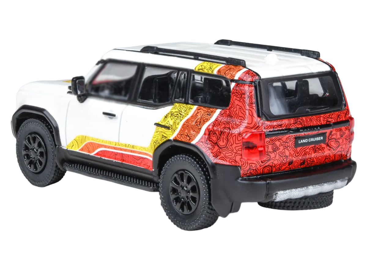 2024 Toyota Land Cruiser 250 Prado White with 'TRD' Stripes 1/64 Diecast Model Car by Paragon Models