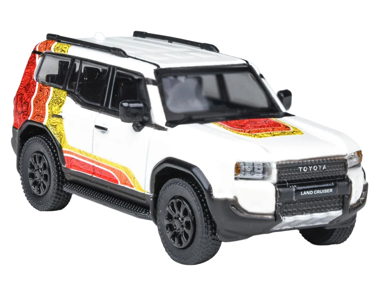 2024 Toyota Land Cruiser 250 Prado White with 'TRD' Stripes 1/64 Diecast Model Car by Paragon Models