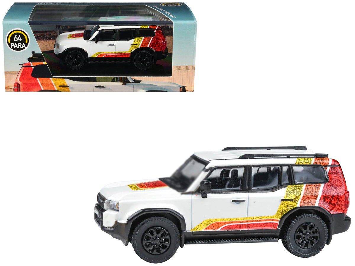 2024 Toyota Land Cruiser 250 Prado White with 'TRD' Stripes 1/64 Diecast Model Car by Paragon Models