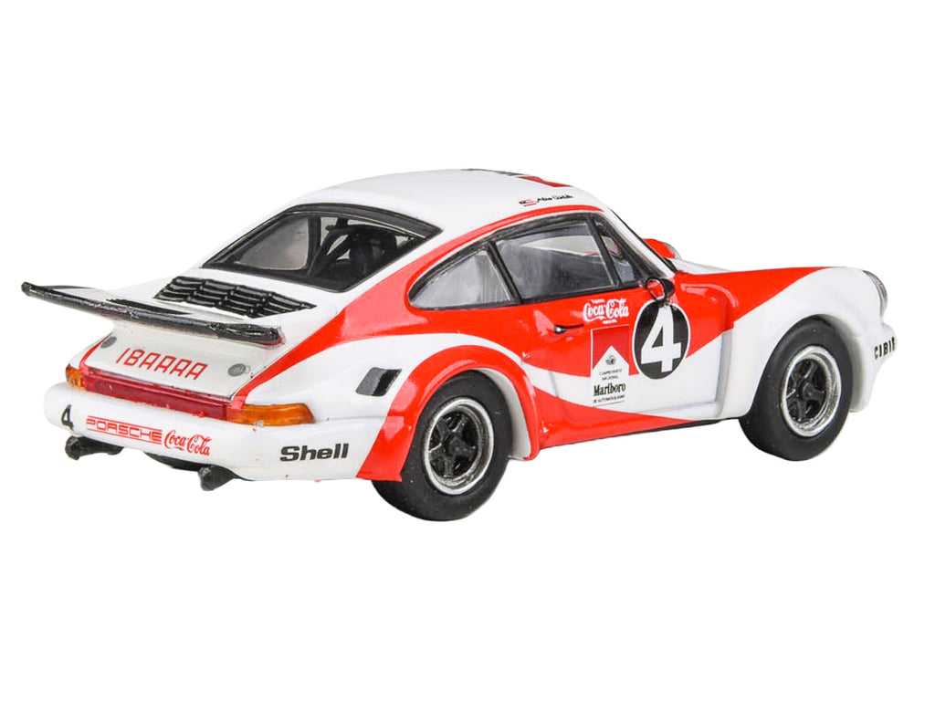 1976 Porsche 911 Carrera RSR 3.0 Ecuador #4 'Fernando Madera' White and Red with Graphics 1/64 Diecast Model Car by Paragon Models