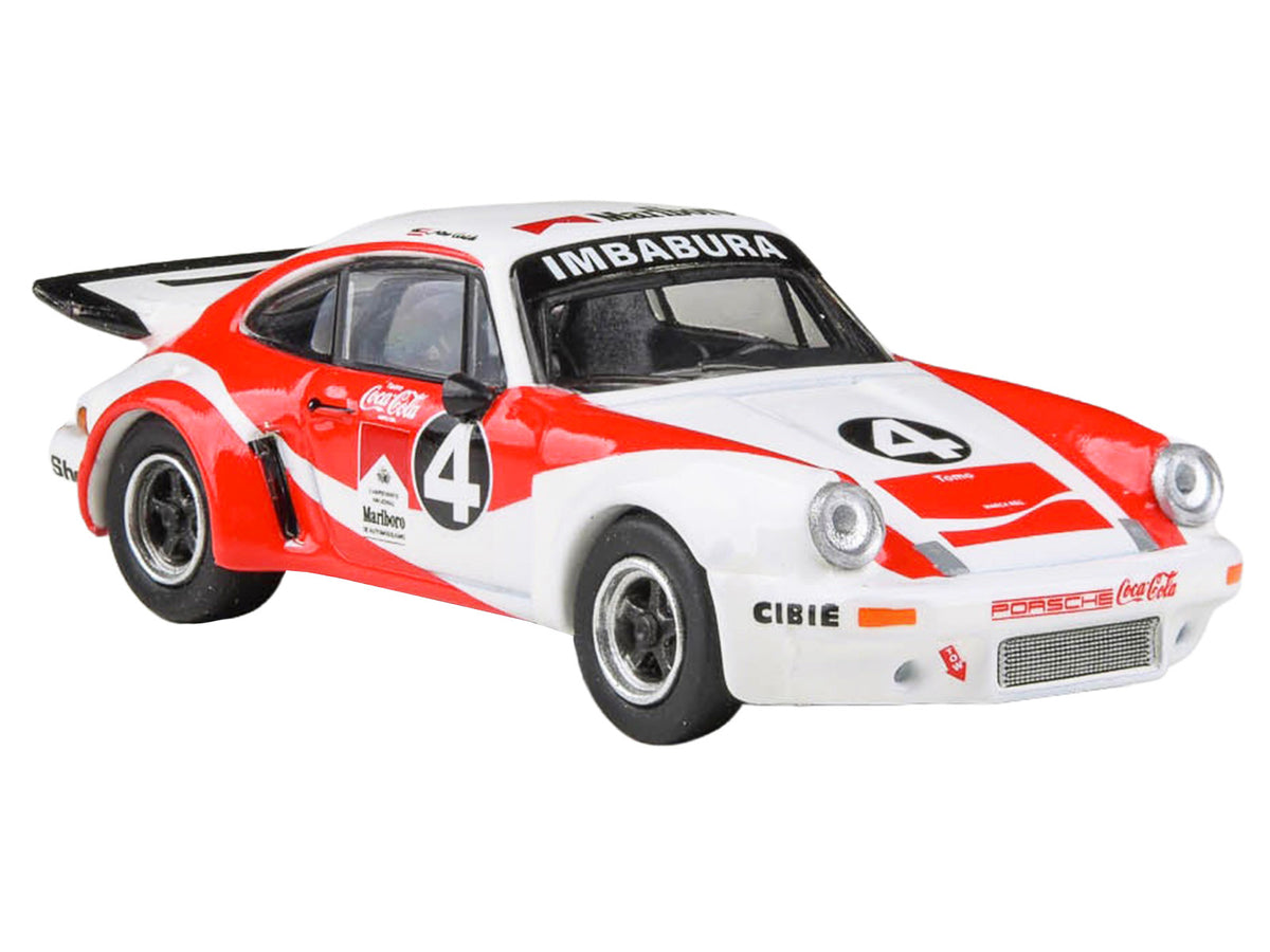1976 Porsche 911 Carrera RSR 3.0 Ecuador #4 'Fernando Madera' White and Red with Graphics 1/64 Diecast Model Car by Paragon Models